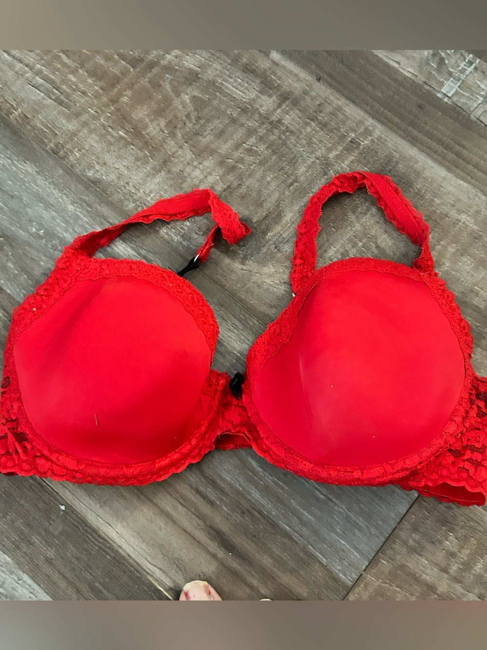 Pink by VS Push Up Bra Red Pink Lace Size 36D